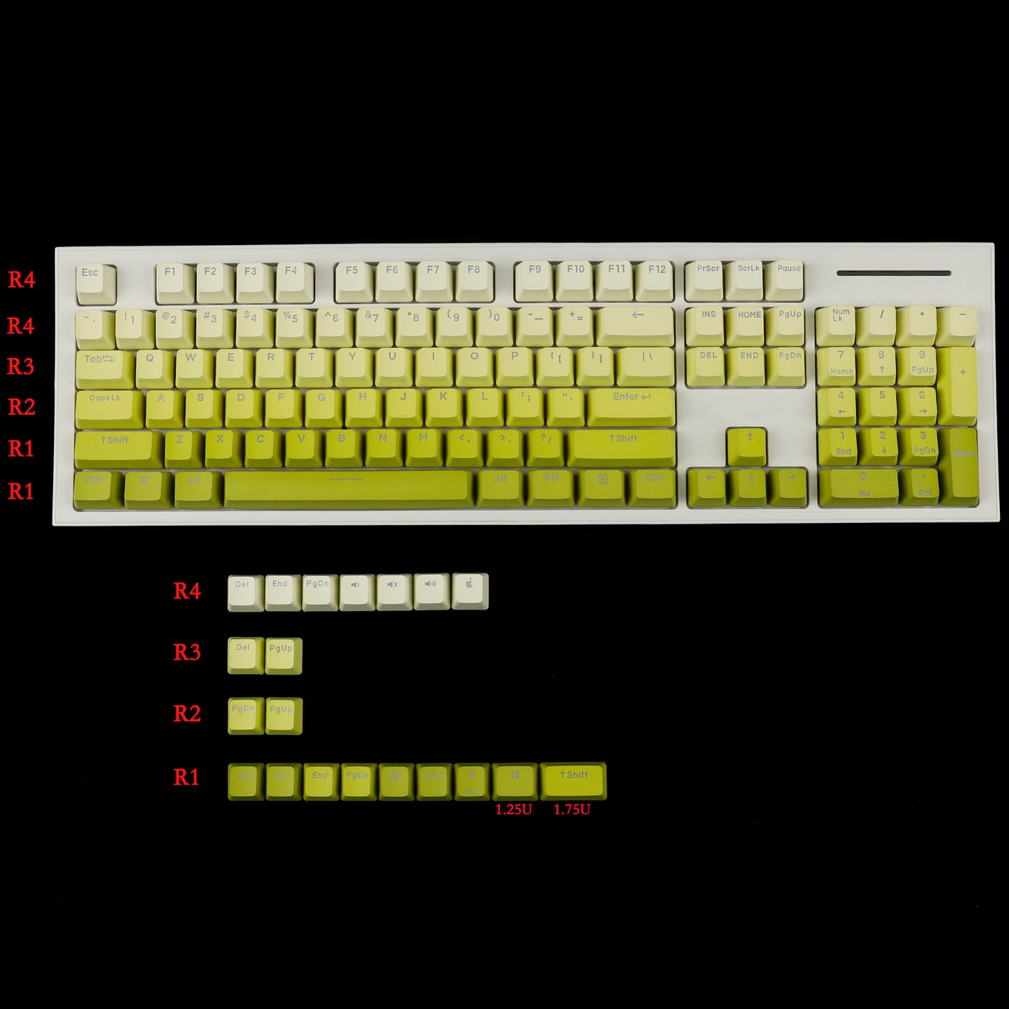 YMDK Lemon Theme OEM Profile 122 Keys Keycaps( PBT Double Shot Backlit )