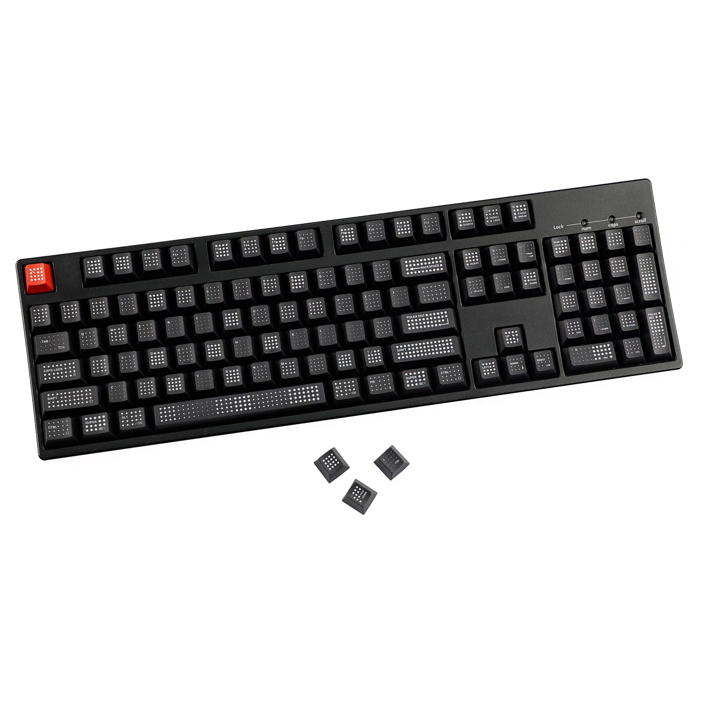 YMDK Polka Dot 143 keys Keycaps Black Frosted Cherry Profile PBT Print Keycap for 61/68/84/87/98/104/108 MX Mechanical Keyboard