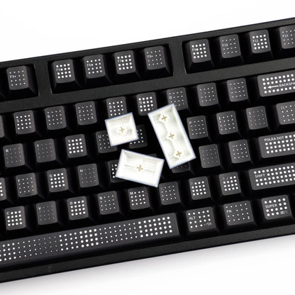 YMDK Polka Dot 143 keys Keycaps Black Frosted Cherry Profile PBT Print Keycap for 61/68/84/87/98/104/108 MX Mechanical Keyboard
