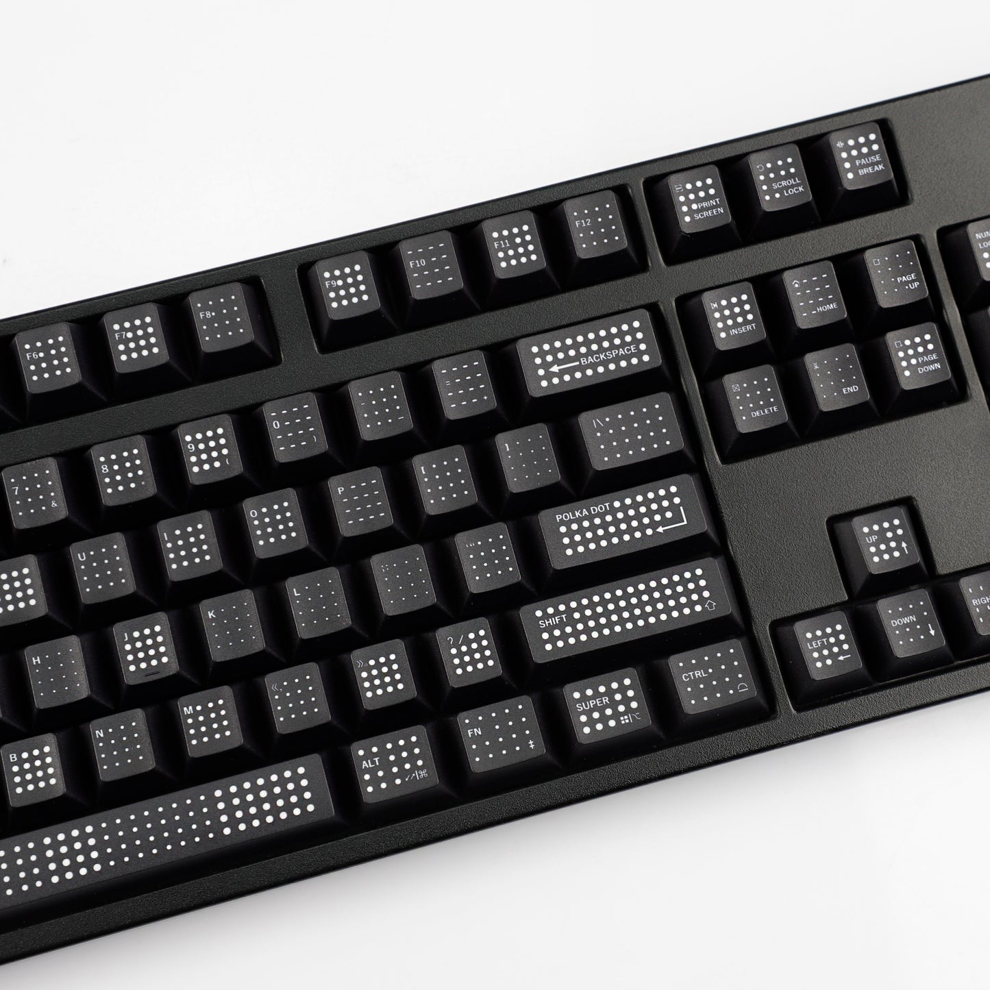 YMDK Polka Dot 143 keys Keycaps Black Frosted Cherry Profile PBT Print Keycap for 61/68/84/87/98/104/108 MX Mechanical Keyboard