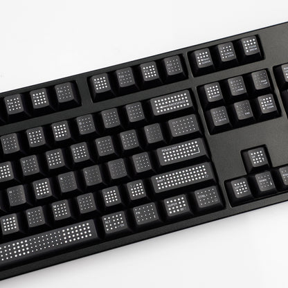 YMDK Polka Dot 143 keys Keycaps Black Frosted Cherry Profile PBT Print Keycap for 61/68/84/87/98/104/108 MX Mechanical Keyboard