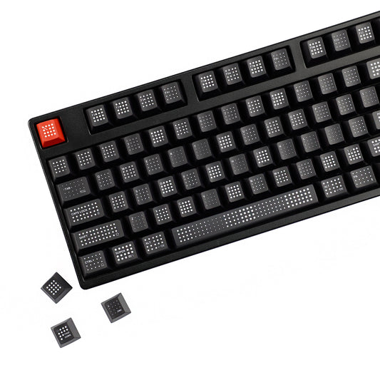 YMDK Polka Dot 141 keys Keycaps Black Frosted Cherry Profile PBT Print Keycap for 61/68/84/87/98/104/108 MX Mechanical Keyboard
