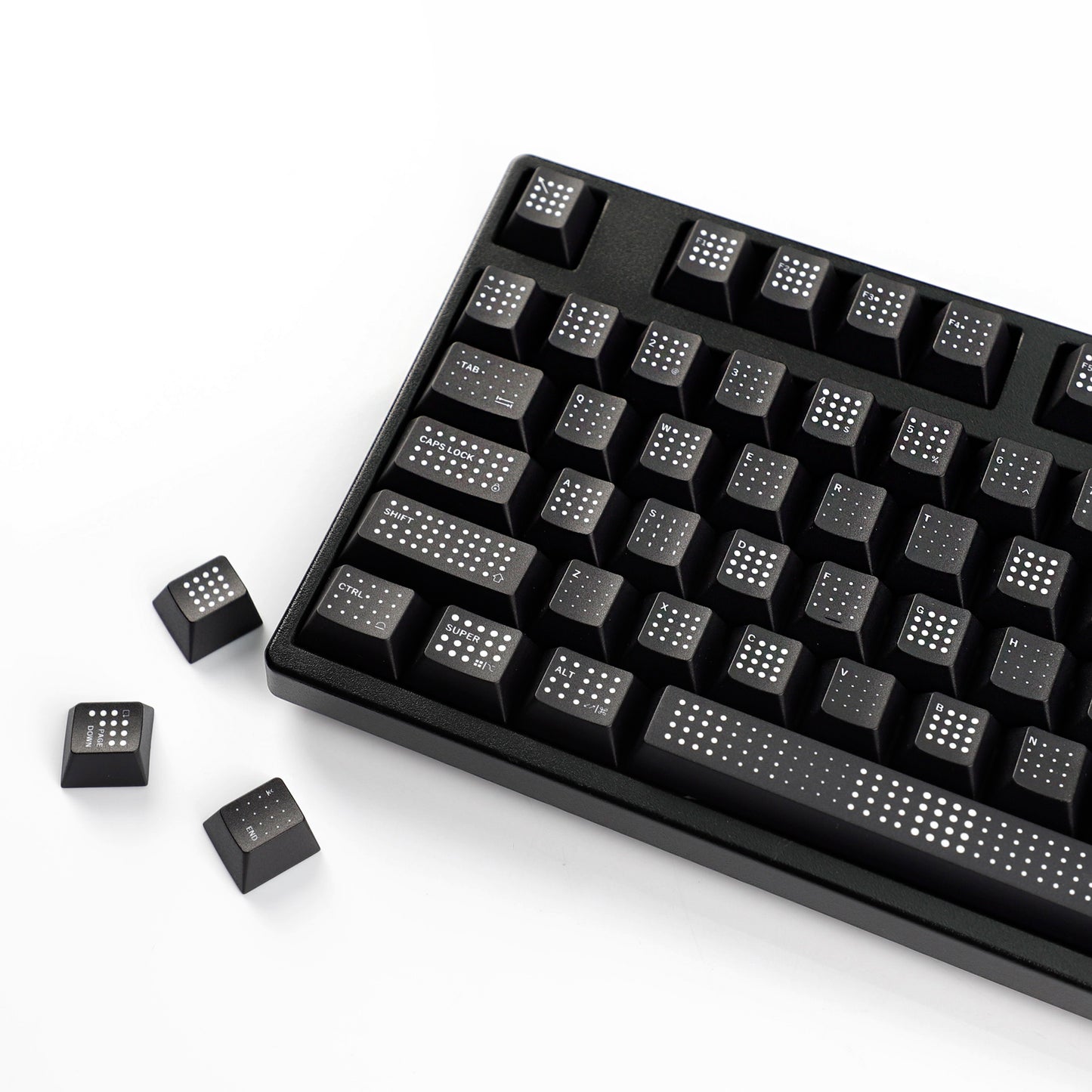 YMDK Polka Dot 143 keys Keycaps Black Frosted Cherry Profile PBT Print Keycap for 61/68/84/87/98/104/108 MX Mechanical Keyboard