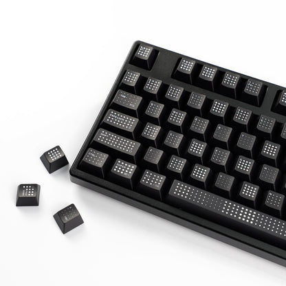 YMDK Polka Dot 143 keys Keycaps Black Frosted Cherry Profile PBT Print Keycap for 61/68/84/87/98/104/108 MX Mechanical Keyboard