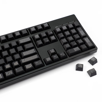 YMDK Polka Dot 143 keys Keycaps Black Frosted Cherry Profile PBT Print Keycap for 61/68/84/87/98/104/108 MX Mechanical Keyboard
