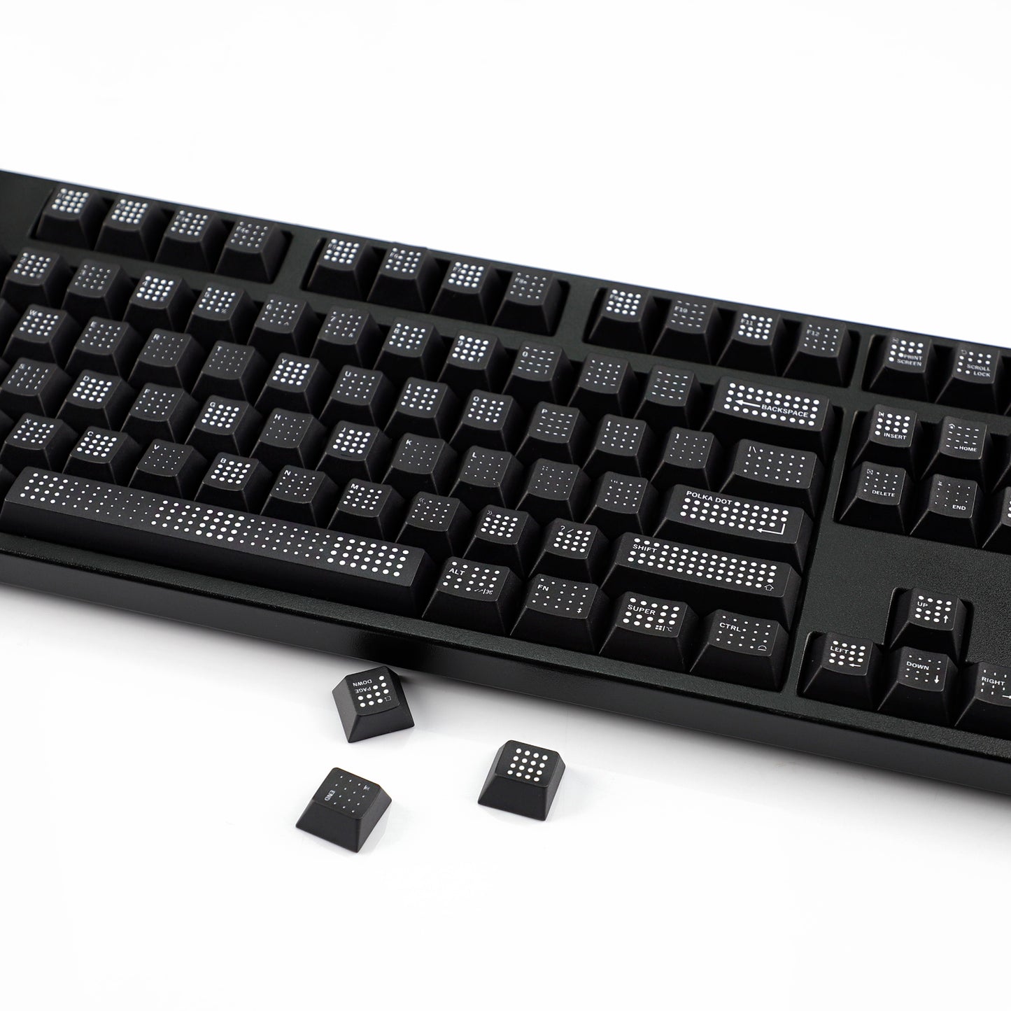 YMDK Polka Dot 143 keys Keycaps Black Frosted Cherry Profile PBT Print Keycap for 61/68/84/87/98/104/108 MX Mechanical Keyboard