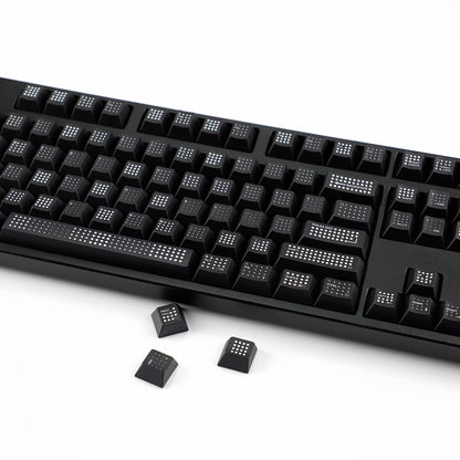YMDK Polka Dot 143 keys Keycaps Black Frosted Cherry Profile PBT Print Keycap for 61/68/84/87/98/104/108 MX Mechanical Keyboard