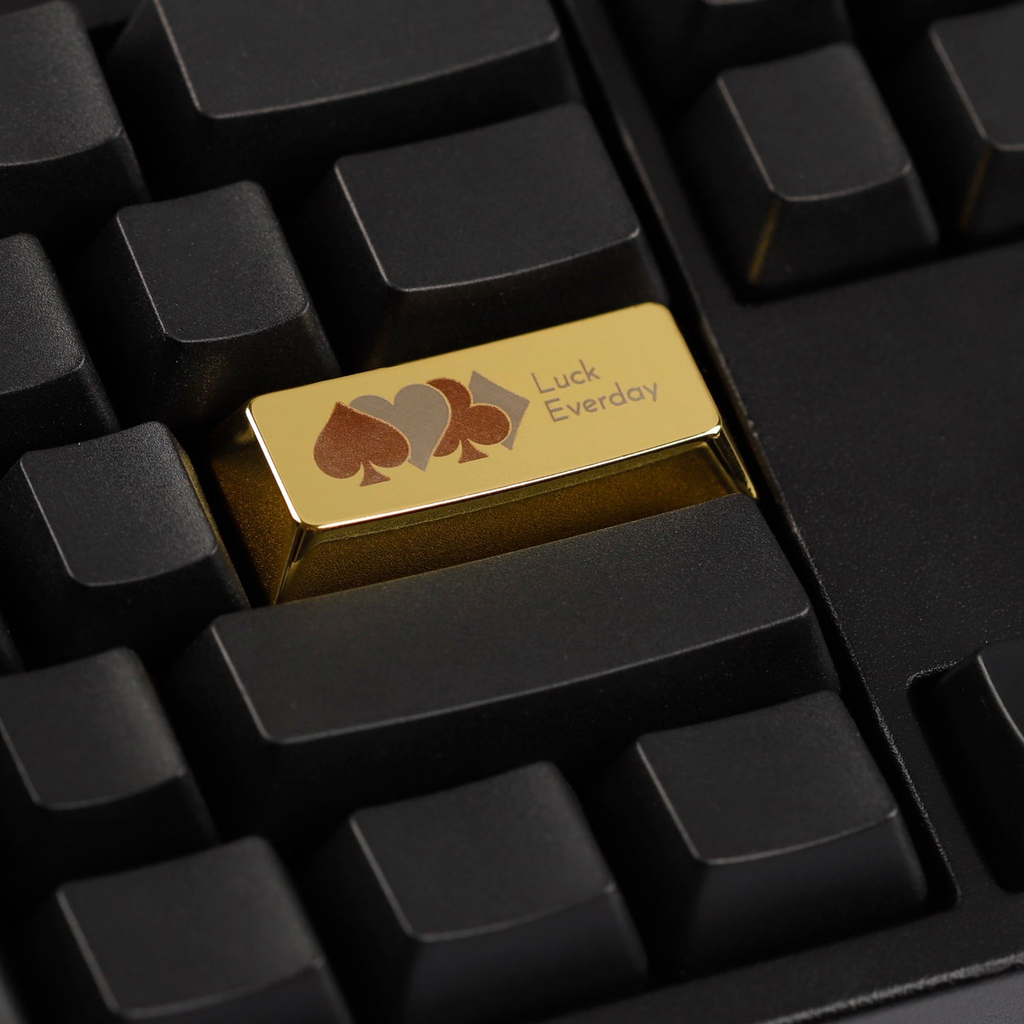 YMDK Metal Gold Playing Card Themed Cool Poker Unique Arrow Keys Enter 2.25u Personalized Cherry Keycaps for MX Mechanical Keyboards