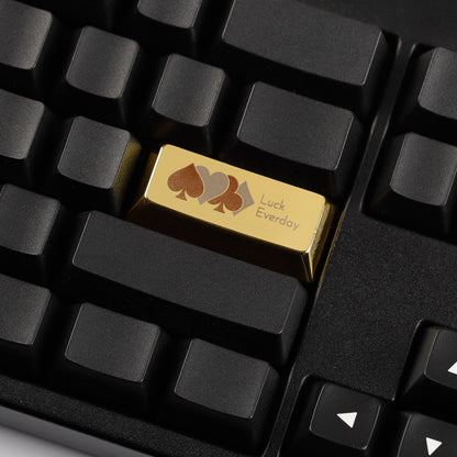 YMDK Metal Gold Playing Card Themed Cool Poker Unique Arrow Keys Enter 2.25u Personalized Cherry Keycaps for MX Mechanical Keyboards