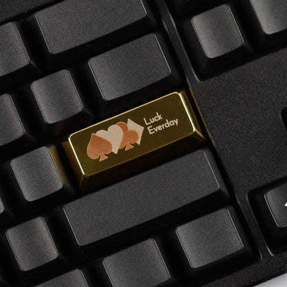 YMDK Metal Gold Playing Card Themed Cool Poker Unique Arrow Keys Enter 2.25u Personalized Cherry Keycaps for MX Mechanical Keyboards