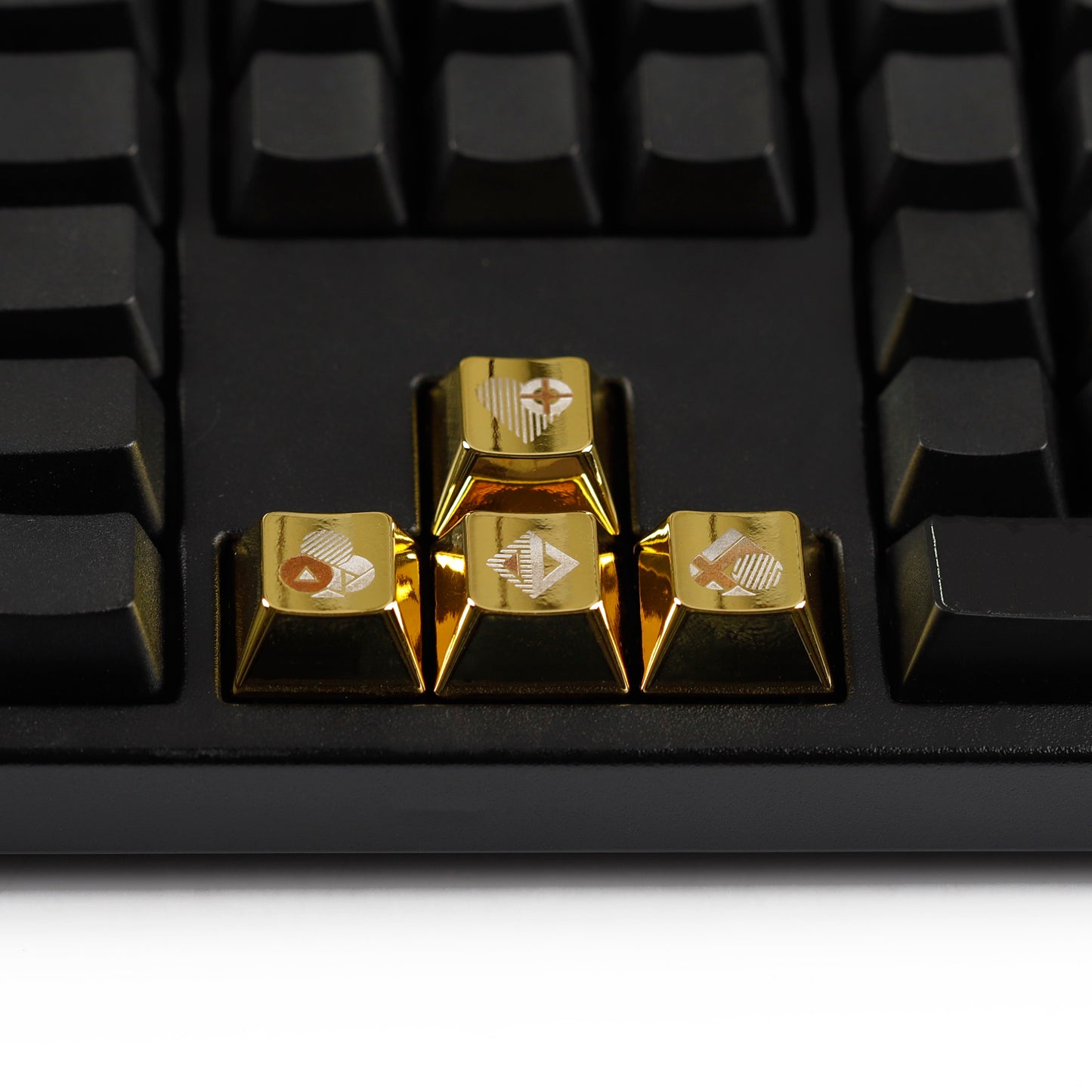 YMDK Metal Gold Playing Card Themed Cool Poker Unique Arrow Keys Enter 2.25u Personalized Cherry Keycaps for MX Mechanical Keyboards