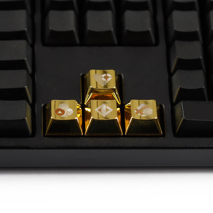 YMDK Metal Gold Playing Card Themed Cool Poker Unique Arrow Keys Enter 2.25u Personalized Cherry Keycaps for MX Mechanical Keyboards