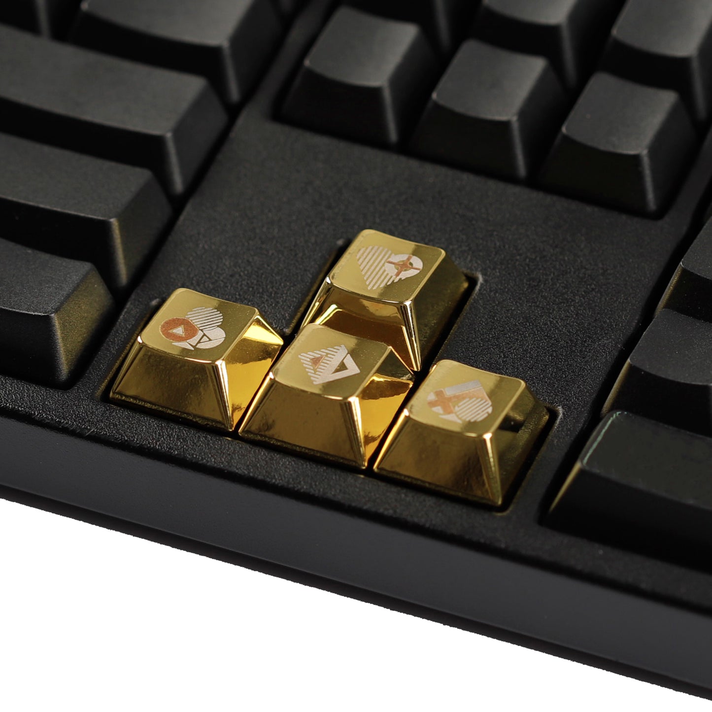 YMDK Metal Gold Playing Card Themed Cool Poker Unique Arrow Keys Enter 2.25u Personalized Cherry Keycaps for MX Mechanical Keyboards