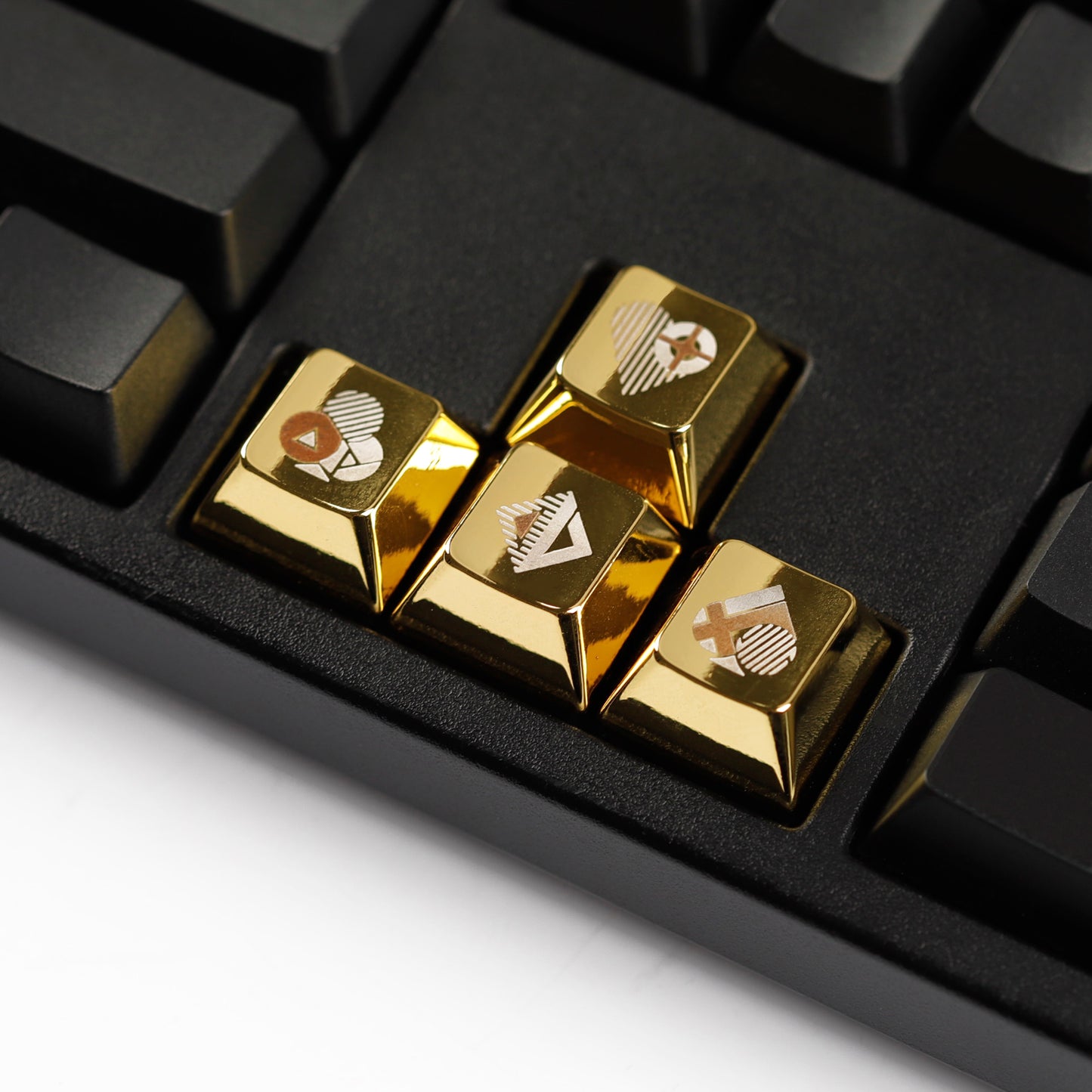 YMDK Metal Gold Playing Card Themed Cool Poker Unique Arrow Keys Enter 2.25u Personalized Cherry Keycaps for MX Mechanical Keyboards