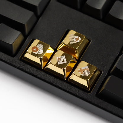 YMDK Metal Gold Playing Card Themed Cool Poker Unique Arrow Keys Enter 2.25u Personalized Cherry Keycaps for MX Mechanical Keyboards