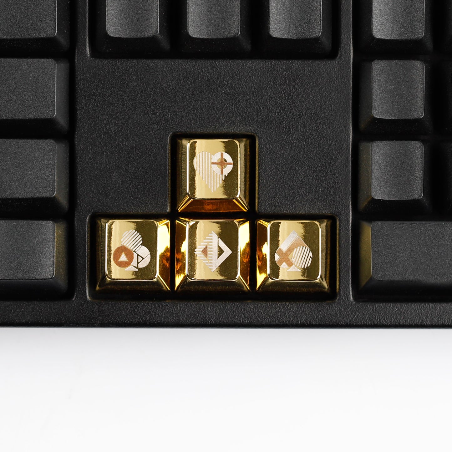 YMDK Metal Gold Playing Card Themed Cool Poker Unique Arrow Keys Enter 2.25u Personalized Cherry Keycaps for MX Mechanical Keyboards