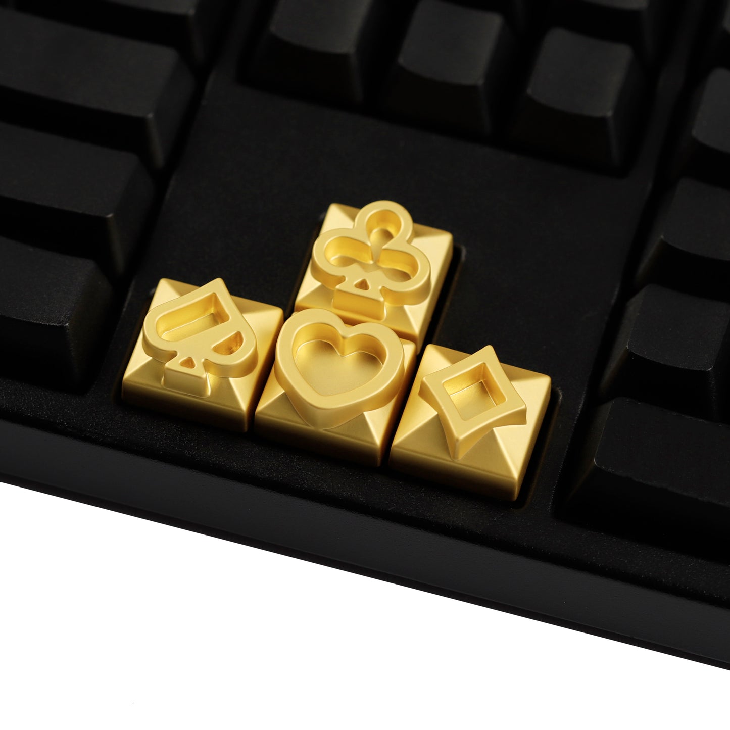 4pcs Metal Playing Card Themed Poker Keycaps Matte Gold Arrow Keys Electroplated Personalized Keycap for MX Mechanical Keyboard
