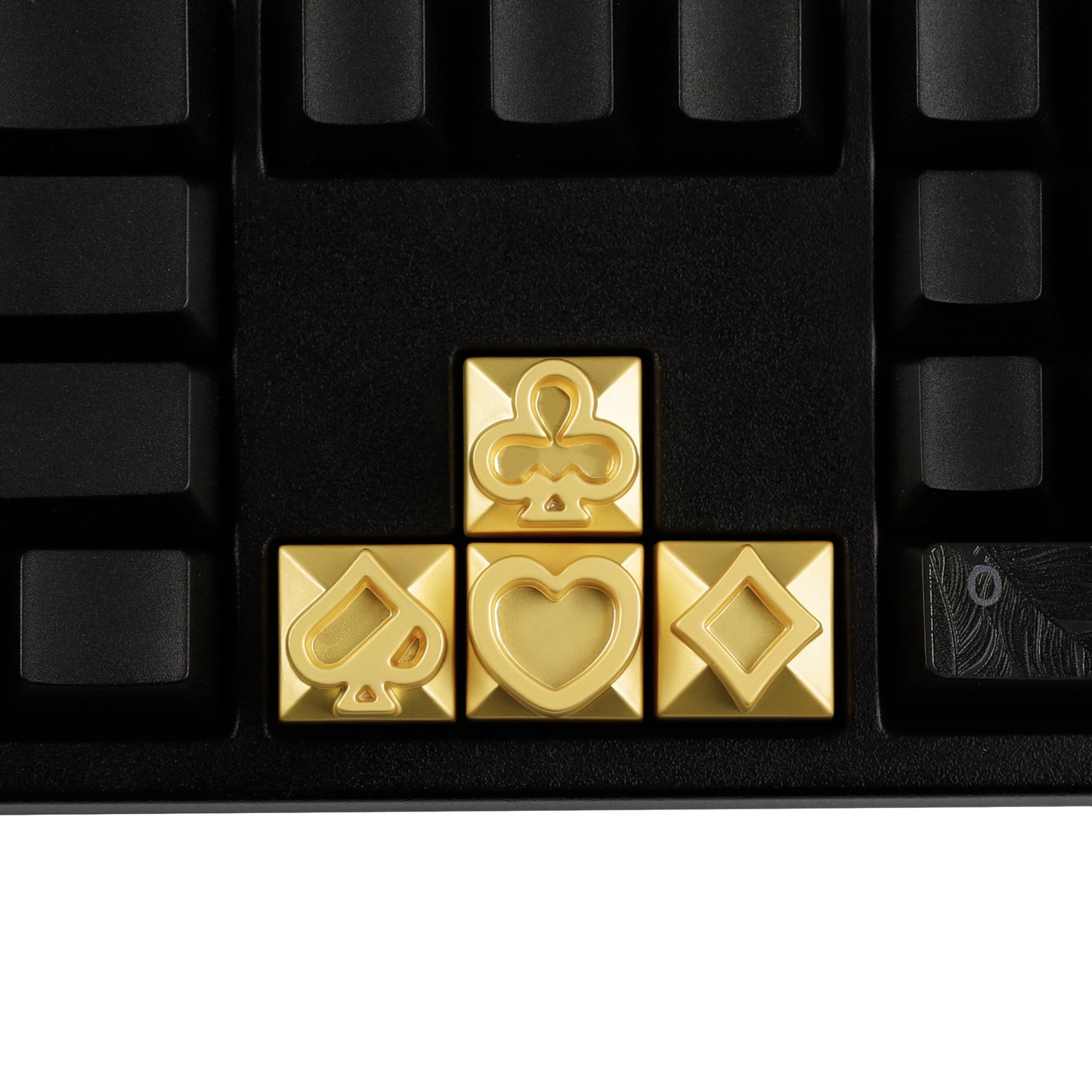 4pcs Metal Playing Card Themed Poker Keycaps Matte Gold Arrow Keys Electroplated Personalized Keycap for MX Mechanical Keyboard