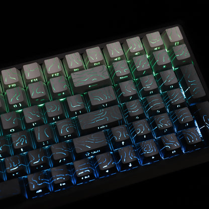 YMDK 135 Keys Color Contour Lines Personality Double Shot Side-lit Dye Sub PBT Cherry Profile Keycap for Most MX Mechanical Keyboard