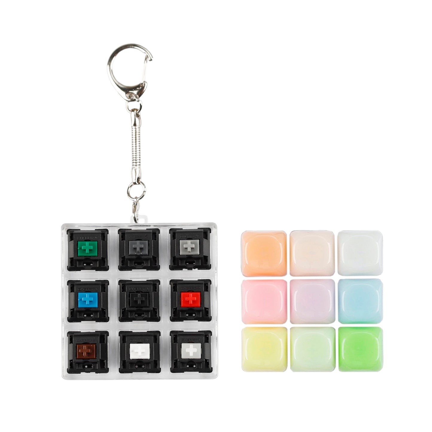 9 Keys Switches Tester(Cherry Gateron Green Clear White Gray Clear Zealio Purple Kailh Box Navy Jade  Switches)