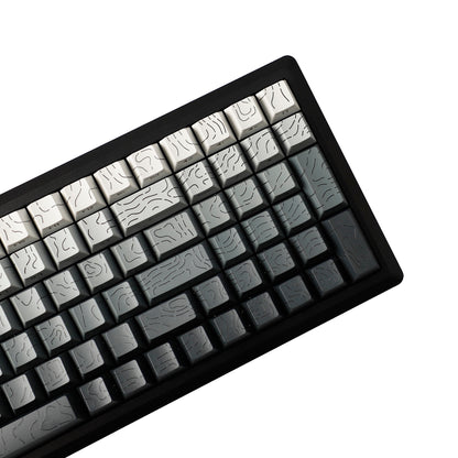 YMDK 135 Keys Color Contour Lines Personality Double Shot Side-lit Dye Sub PBT Cherry Profile Keycap for Most MX Mechanical Keyboard