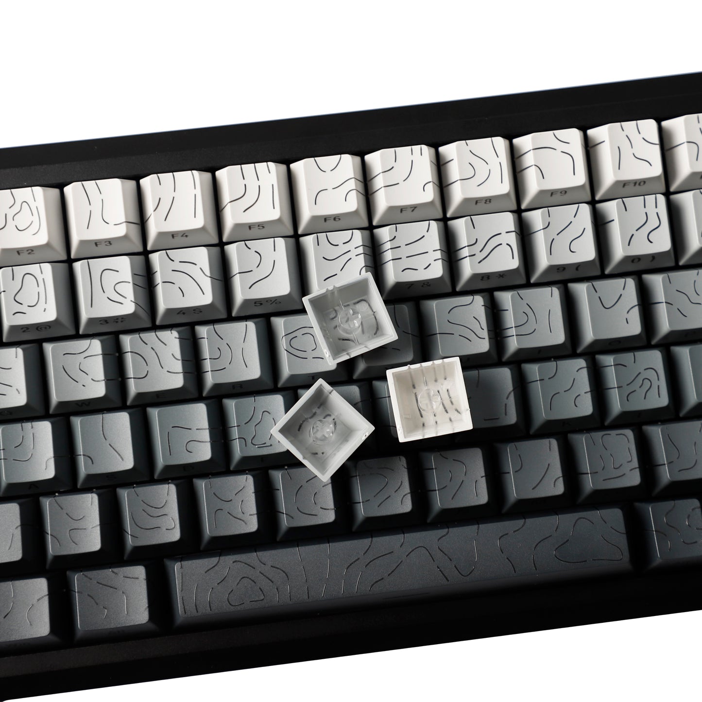 YMDK 135 Keys Color Contour Lines Personality Double Shot Side-lit Dye Sub PBT Cherry Profile Keycap for Most MX Mechanical Keyboard