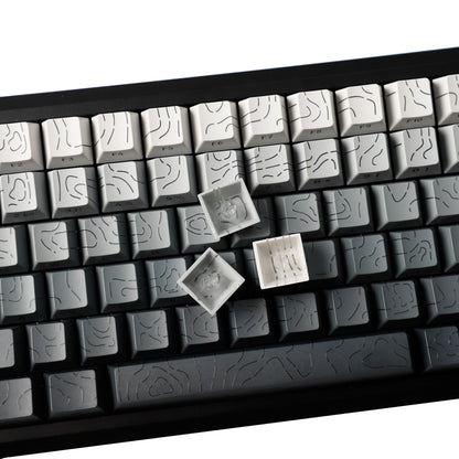 YMDK 135 Keys Color Contour Lines Personality Double Shot Side-lit Dye Sub PBT Cherry Profile Keycap for Most MX Mechanical Keyboard