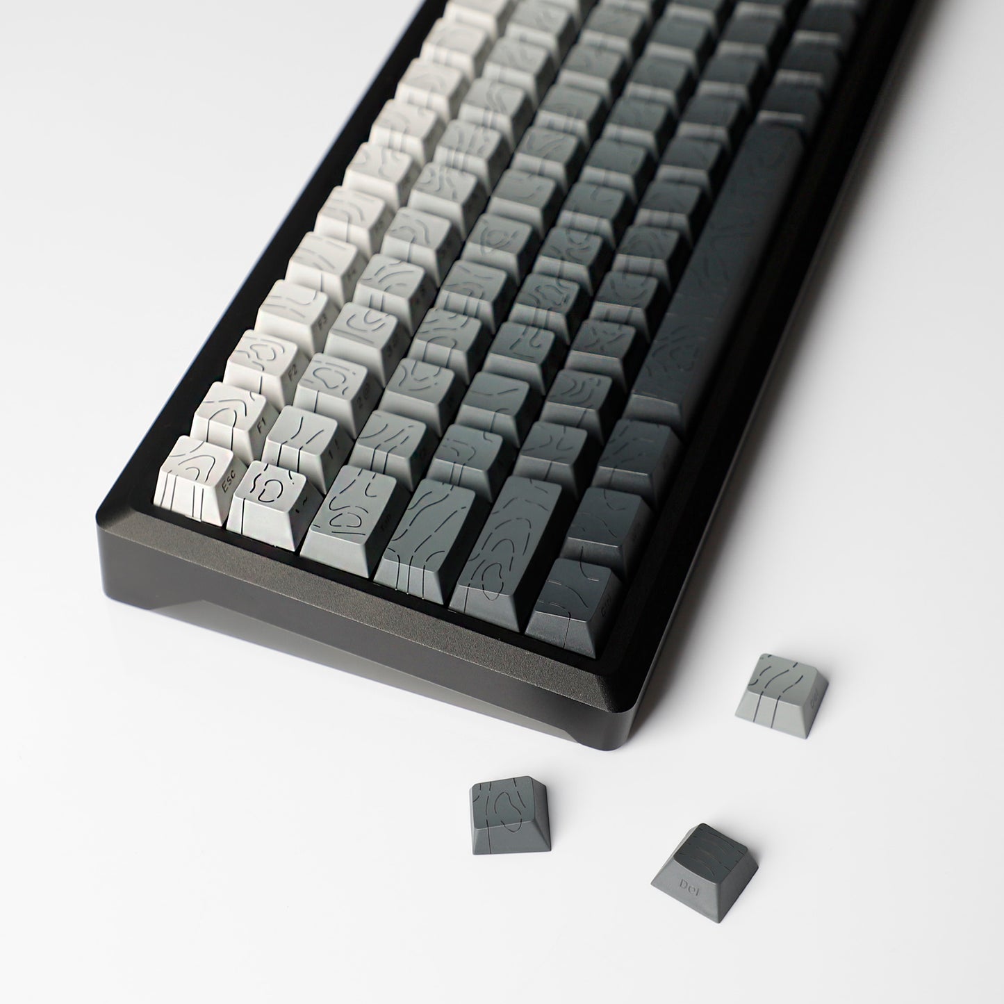 YMDK 135 Keys Color Contour Lines Personality Double Shot Side-lit Dye Sub PBT Cherry Profile Keycap for Most MX Mechanical Keyboard