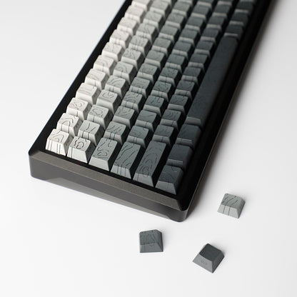 YMDK 135 Keys Color Contour Lines Personality Double Shot Side-lit Dye Sub PBT Cherry Profile Keycap for Most MX Mechanical Keyboard