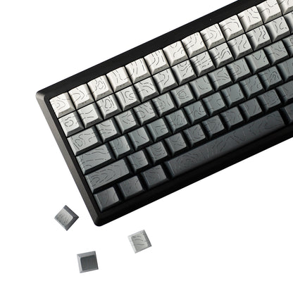 YMDK 135 Keys Color Contour Lines Personality Double Shot Side-lit Dye Sub PBT Cherry Profile Keycap for Most MX Mechanical Keyboard