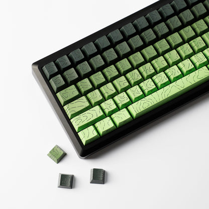 YMDK 135 Keys Color Contour Lines Personality Double Shot Side-lit Dye Sub PBT Cherry Profile Keycap for Most MX Mechanical Keyboard