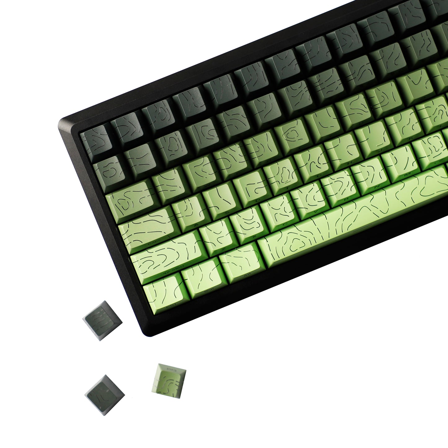 YMDK 135 Keys Color Contour Lines Personality Double Shot Side-lit Dye Sub PBT Cherry Profile Keycap for Most MX Mechanical Keyboard