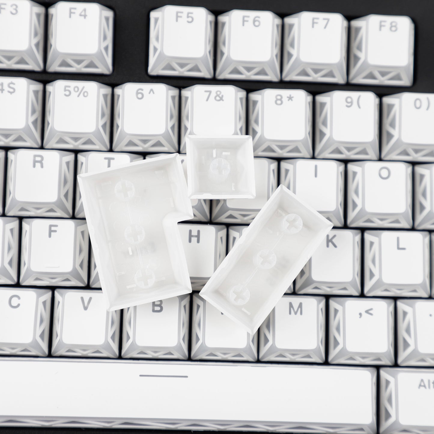 YMDK 130 Keys Imperial Light Theme White Backlit Shine Through Cherry Profile Keycaps for 68/75/87/98/104/108 MX Mechanical Keyboards
