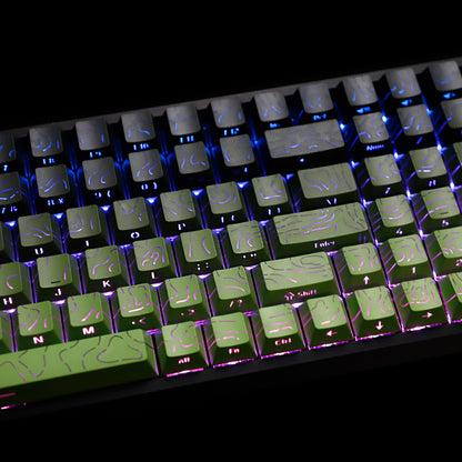 YMDK 135 Keys Color Contour Lines Personality Double Shot Side-lit Dye Sub PBT Cherry Profile Keycap for Most MX Mechanical Keyboard