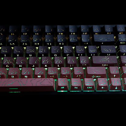 YMDK 135 Keys Color Contour Lines Personality Double Shot Side-lit Dye Sub PBT Cherry Profile Keycap for Most MX Mechanical Keyboard