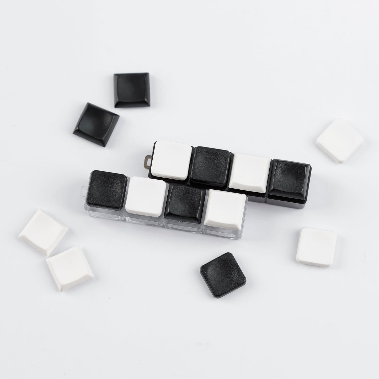 YMDK Square Round 1u Low Profile Blank Black White Keycaps PBT Material DIY for Kailh Choc 1350 Switch Mechanical Keyboard