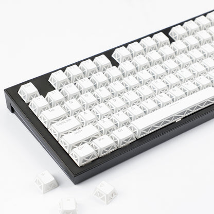 YMDK 130 Keys Imperial Light Theme White Backlit Shine Through Cherry Profile Keycaps for 68/75/87/98/104/108 MX Mechanical Keyboards