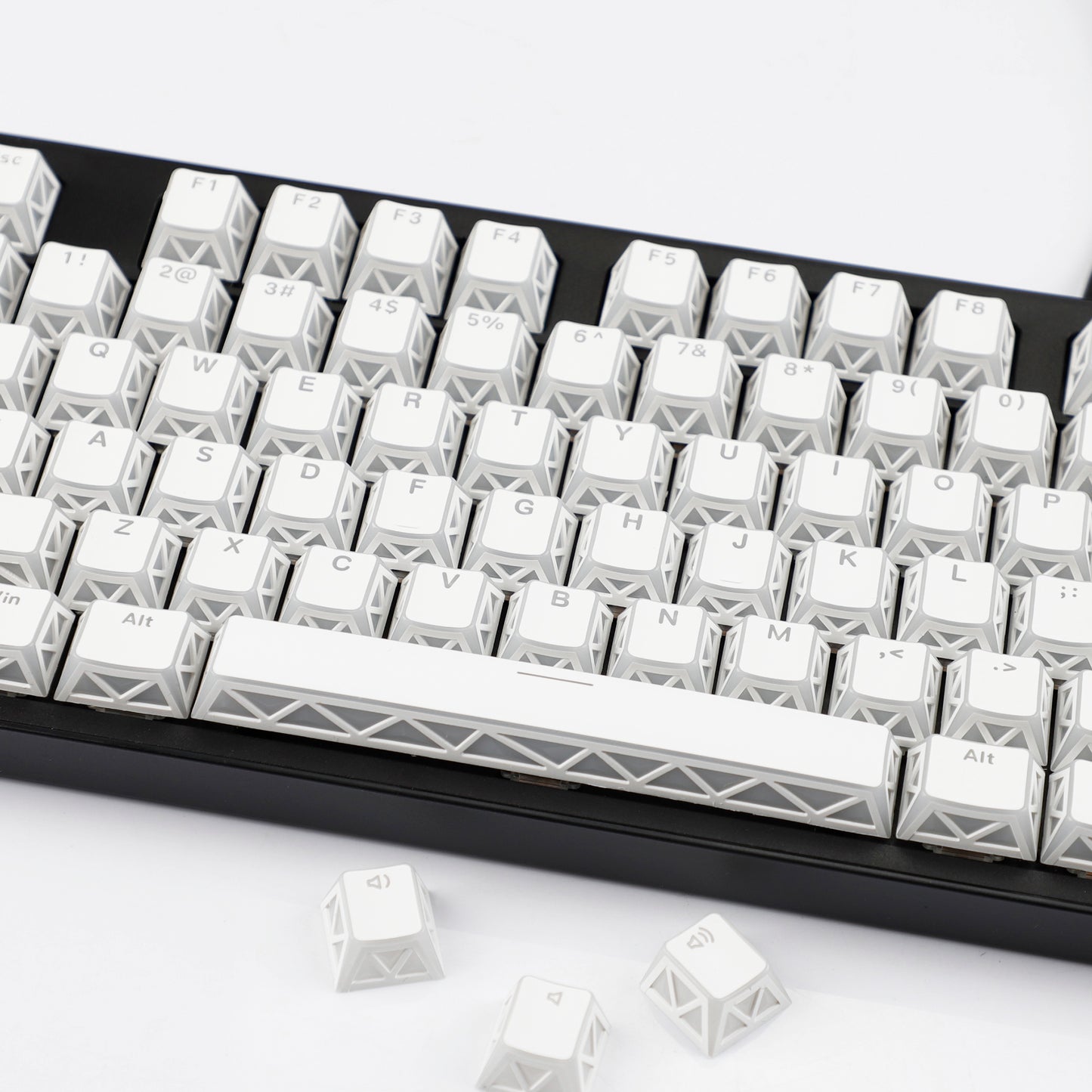 YMDK 130 Keys Imperial Light Theme White Backlit Shine Through Cherry Profile Keycaps for 68/75/87/98/104/108 MX Mechanical Keyboards