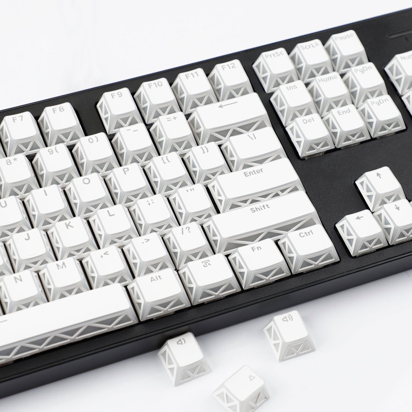 YMDK 130 Keys Imperial Light Theme White Backlit Shine Through Cherry Profile Keycaps for 68/75/87/98/104/108 MX Mechanical Keyboards
