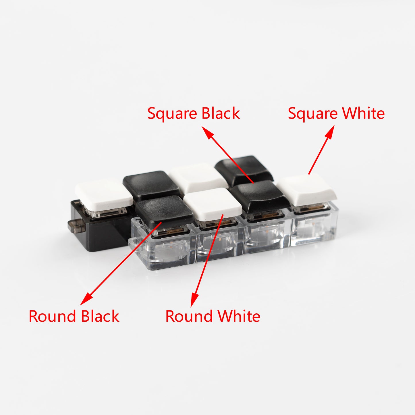 YMDK Square Round 1u Low Profile Blank Black White Keycaps PBT Material DIY for Kailh Choc 1350 Switch Mechanical Keyboard
