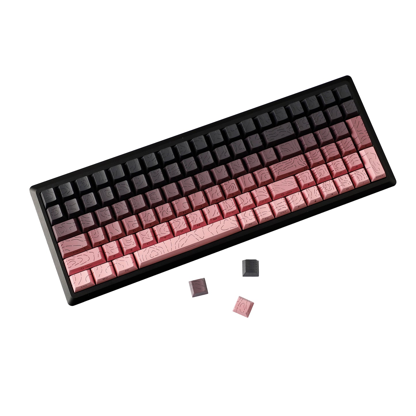 YMDK 135 Keys Color Contour Lines Personality Double Shot Side-lit Dye Sub PBT Cherry Profile Keycap for Most MX Mechanical Keyboard
