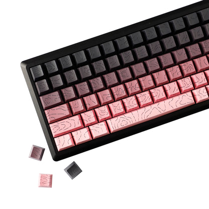 YMDK 135 Keys Color Contour Lines Personality Double Shot Side-lit Dye Sub PBT Cherry Profile Keycap for Most MX Mechanical Keyboard