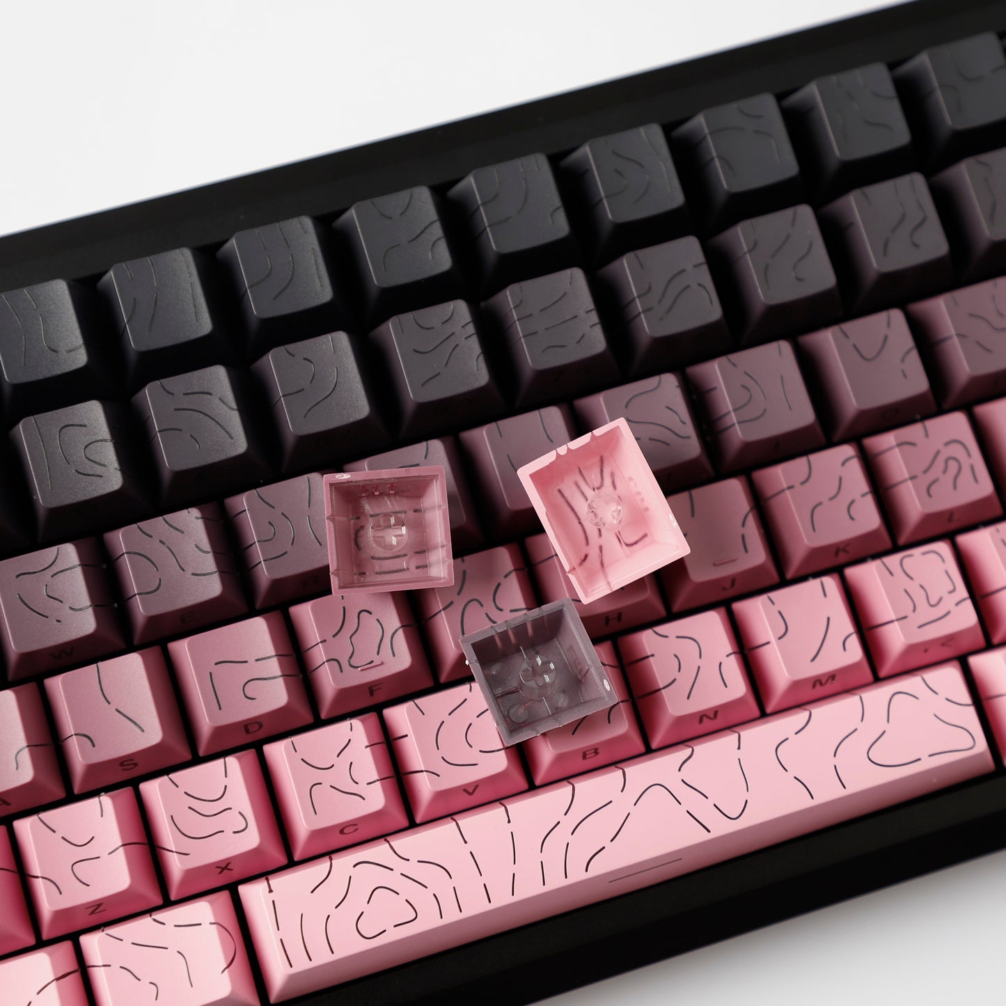 YMDK 135 Keys Color Contour Lines Personality Double Shot Side-lit Dye Sub PBT Cherry Profile Keycap for Most MX Mechanical Keyboard