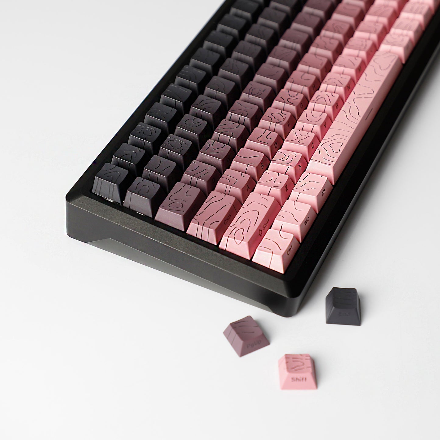 YMDK 135 Keys Color Contour Lines Personality Double Shot Side-lit Dye Sub PBT Cherry Profile Keycap for Most MX Mechanical Keyboard