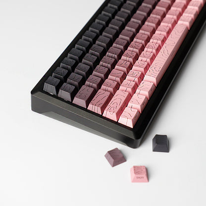 YMDK 135 Keys Color Contour Lines Personality Double Shot Side-lit Dye Sub PBT Cherry Profile Keycap for Most MX Mechanical Keyboard