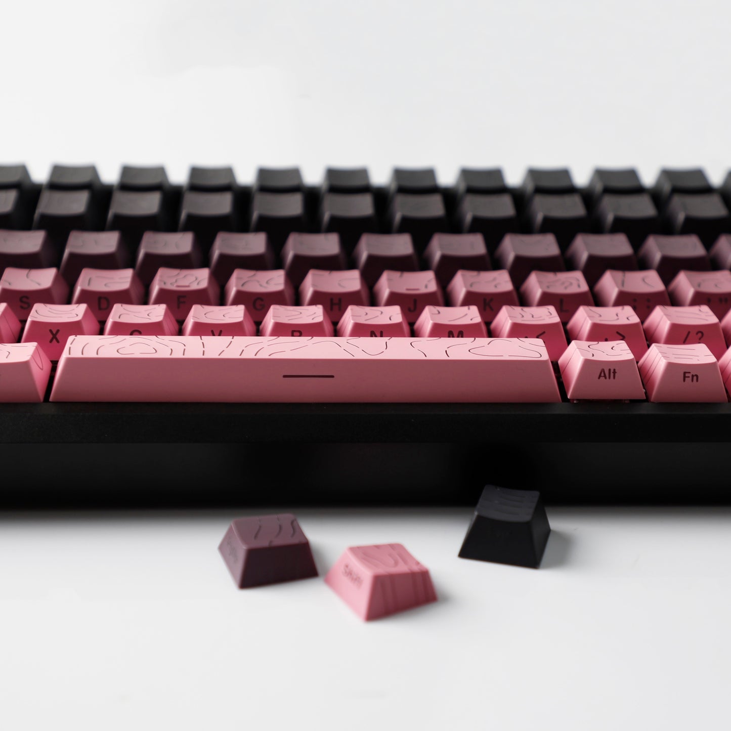 YMDK 135 Keys Color Contour Lines Personality Double Shot Side-lit Dye Sub PBT Cherry Profile Keycap for Most MX Mechanical Keyboard