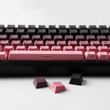 YMDK 135 Keys Color Contour Lines Personality Double Shot Side-lit Dye Sub PBT Cherry Profile Keycap for Most MX Mechanical Keyboard