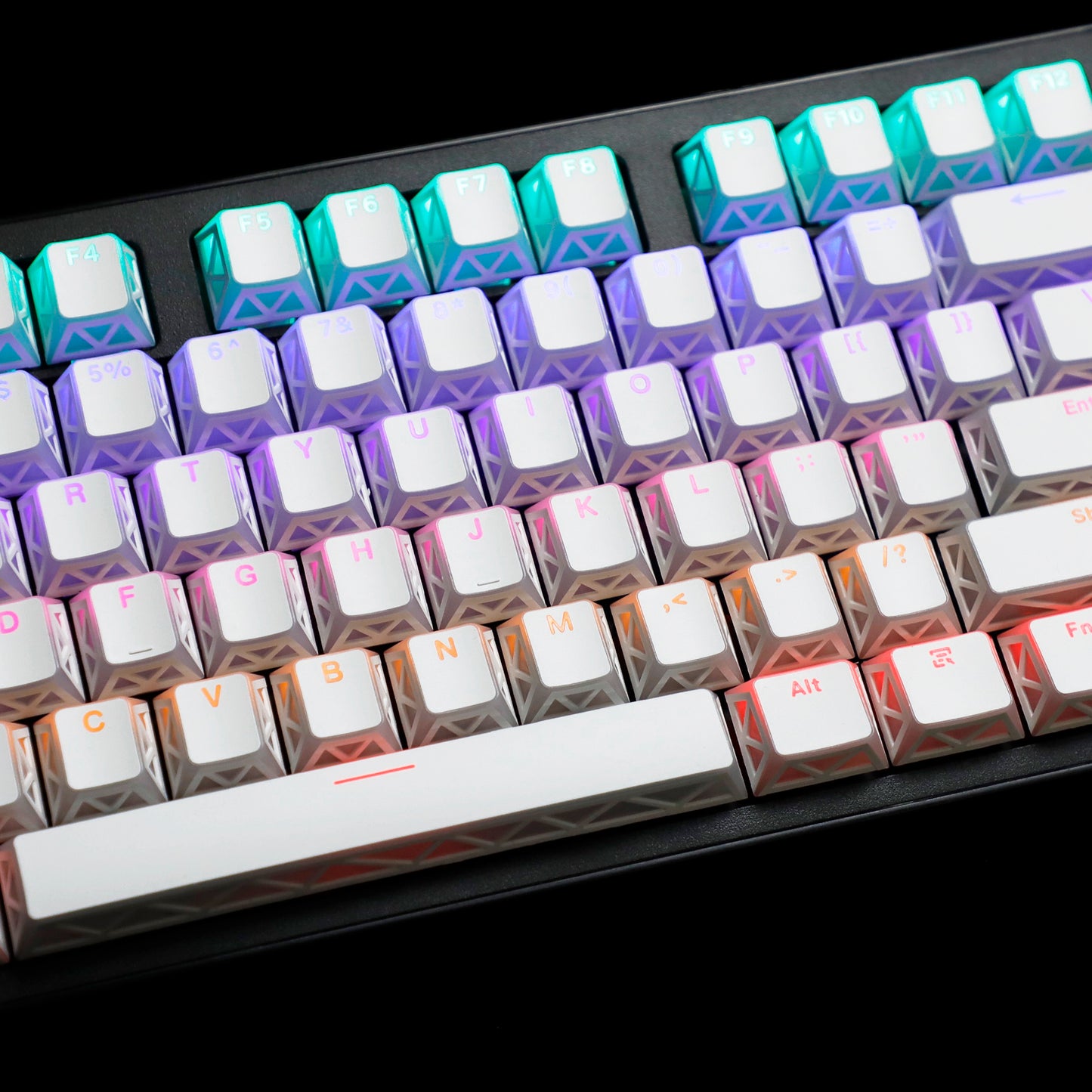 YMDK 130 Keys Imperial Light Theme White Backlit Shine Through Cherry Profile Keycaps for 68/75/87/98/104/108 MX Mechanical Keyboards