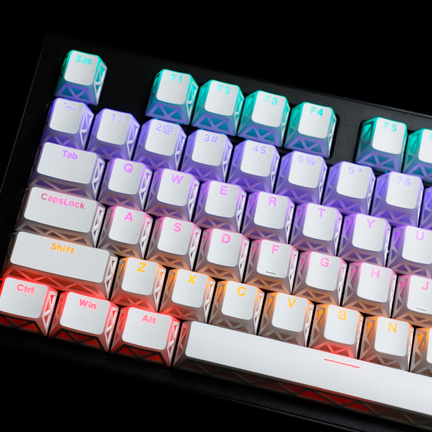 YMDK 130 Keys Imperial Light Theme White Backlit Shine Through Cherry Profile Keycaps for 68/75/87/98/104/108 MX Mechanical Keyboards