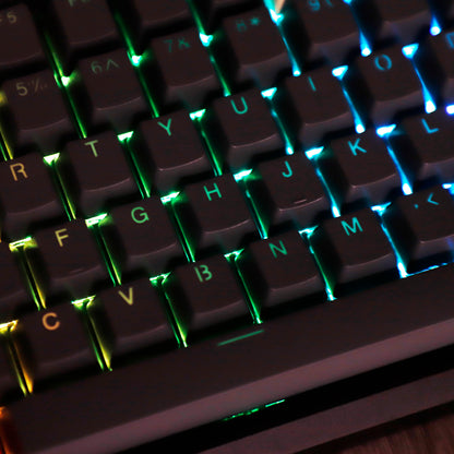Carbon Miami PBT Double Shot Cherry Profile ANSI Backlit Keycaps for MX Mechanical Keyboard Melody 96 KBD75 68 61 87 104 Keychron(Only Keycap) (Carbon)